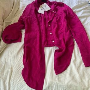 Theory tie front shirt size small fuschia